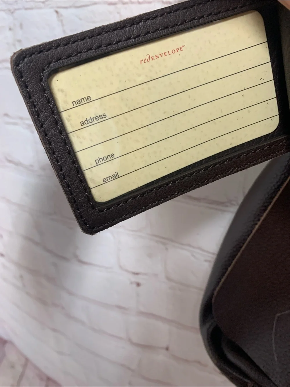 Red Envelope Brown Leather Messenger Bag